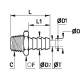 ESPIGA ACANALADA PARA TUBO POLIAMIDA,MACHO CONICA - DIAM D : 12MM - DIAM D1 : 10MM - DIAM D2 : 10,7MM - C : R1/4 - ROHS